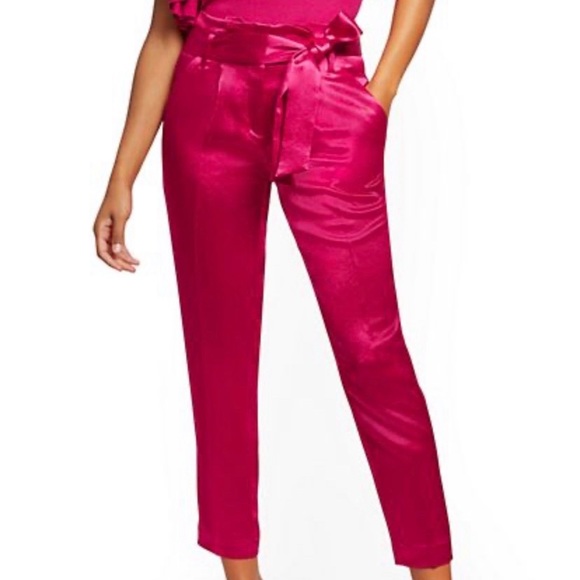 Jumpsuits | Pink Satin Paper Bag Pants 